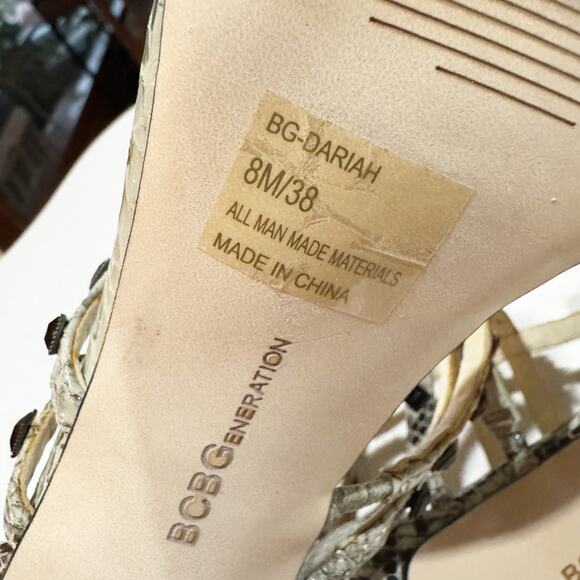 BCBGeneration snakeskin-print studded strappy heels Size 8 - Picture 9 of 10